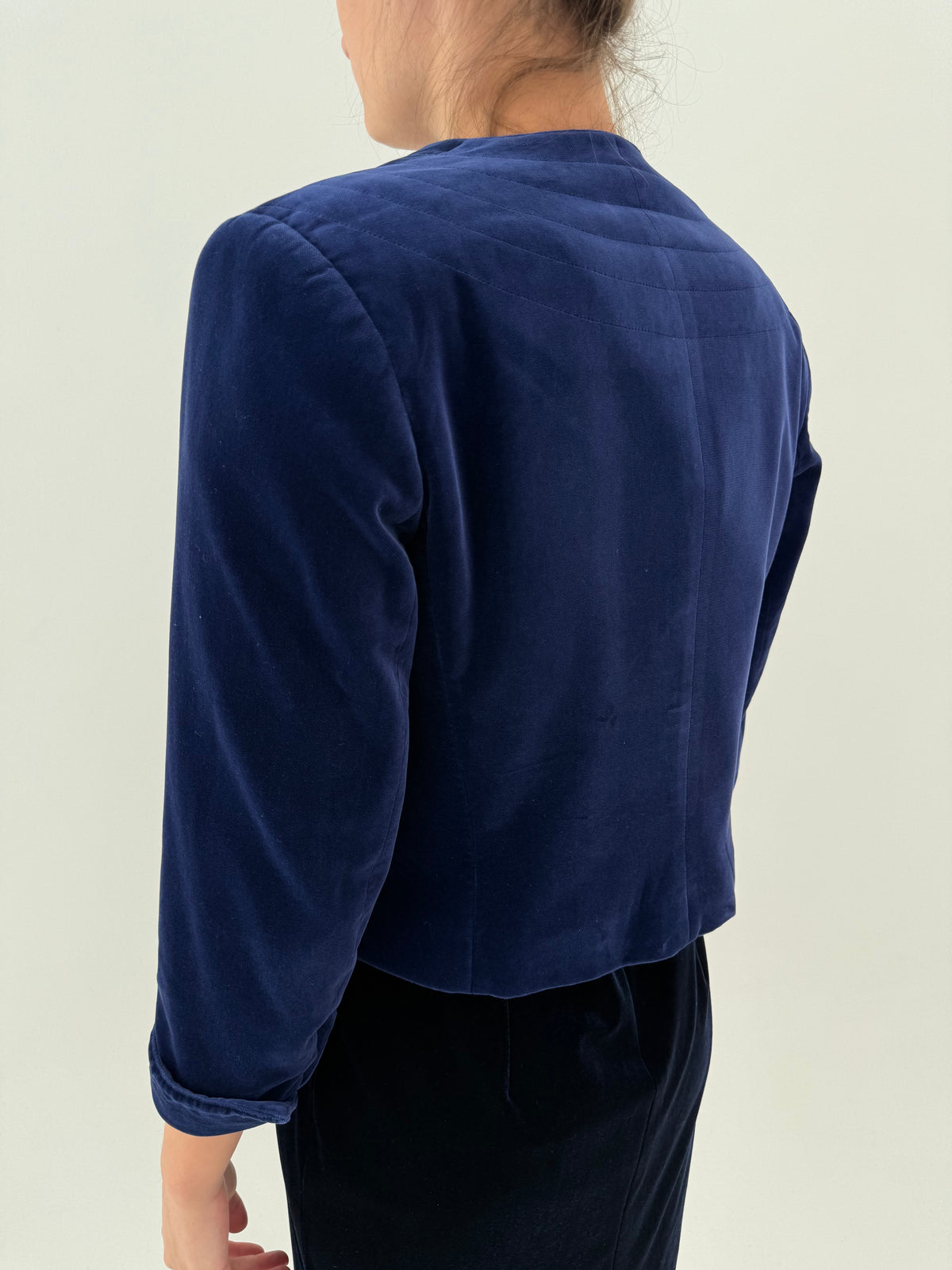 Sacou vintage excepțional din catifea Sapphire Blue petite