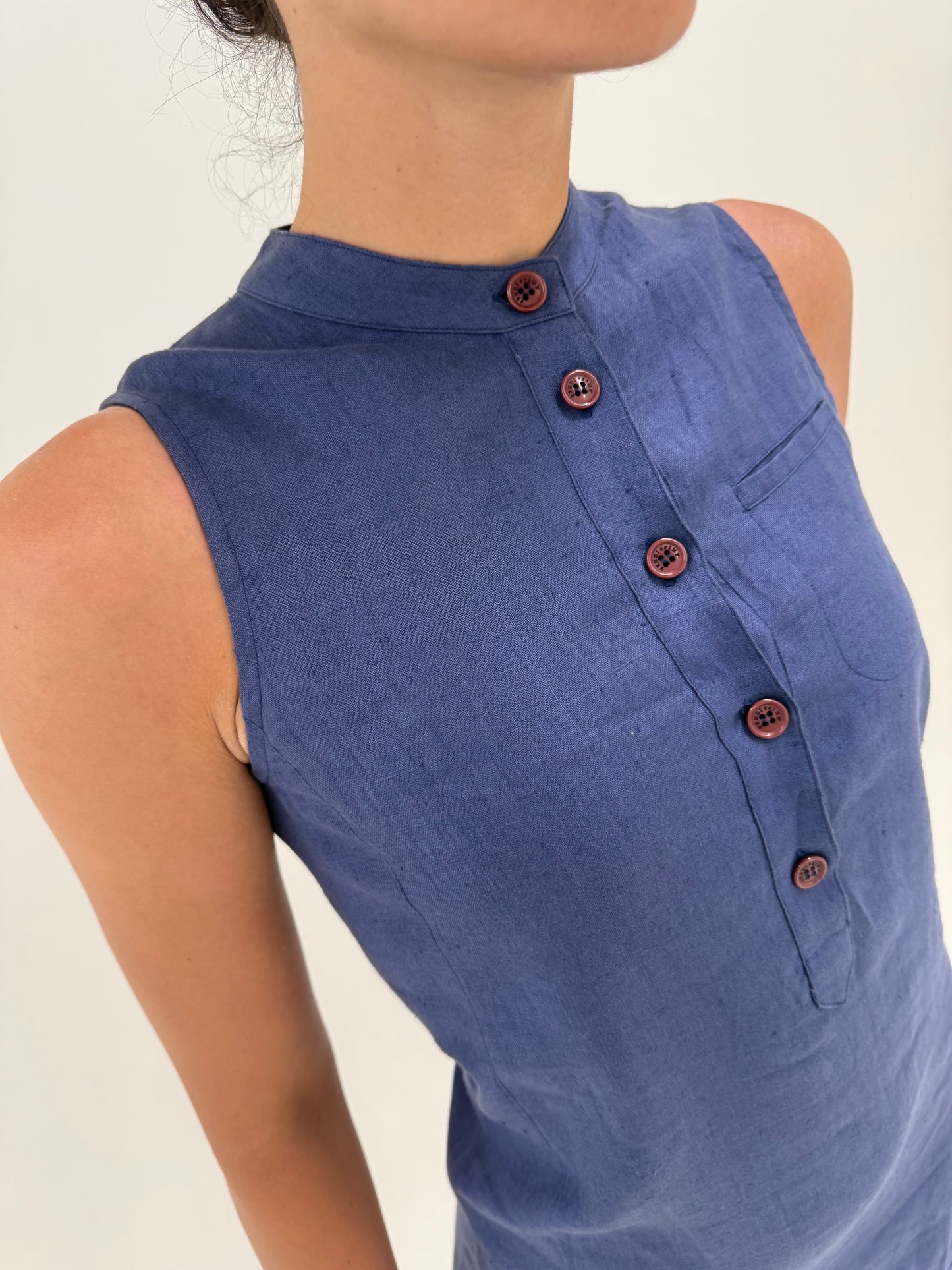 Rochie Fendi nouă cu etichetă jeans blue din in premium vintage anii 90 de arhivă / colecție