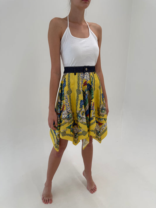 Fustă Dolce&Gabbana din twill de mătase naturală cu talie ultra înaltă