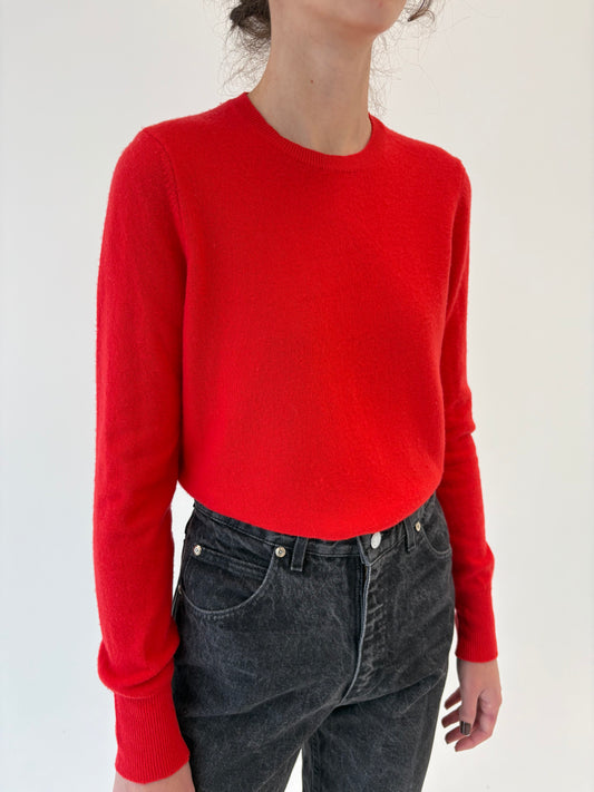 Pulover coral red din lana merino extrafina de gramaj mare tall