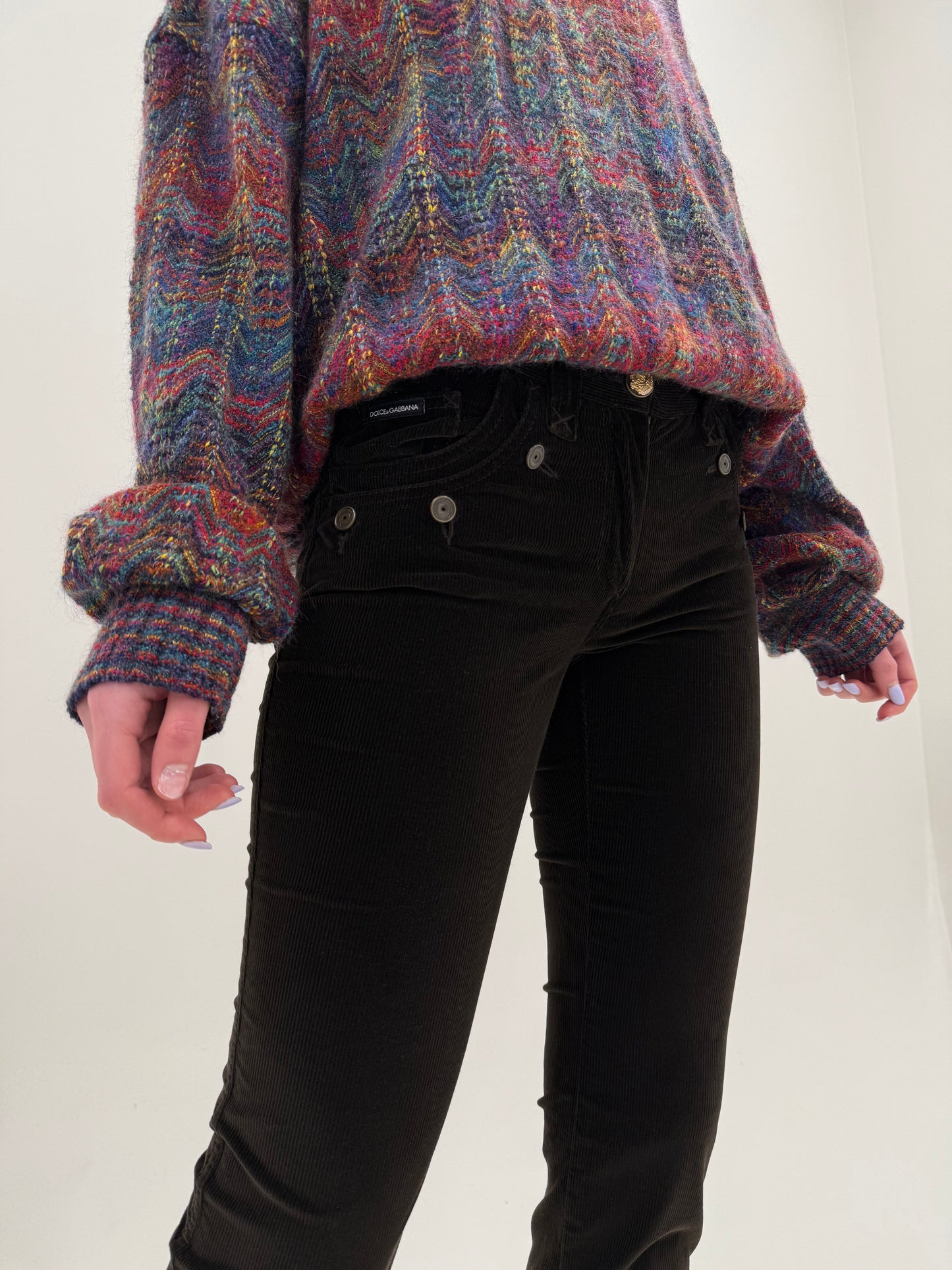 Pantaloni Dolce&Gabbana din corduroy chocolate brown ușor modelator