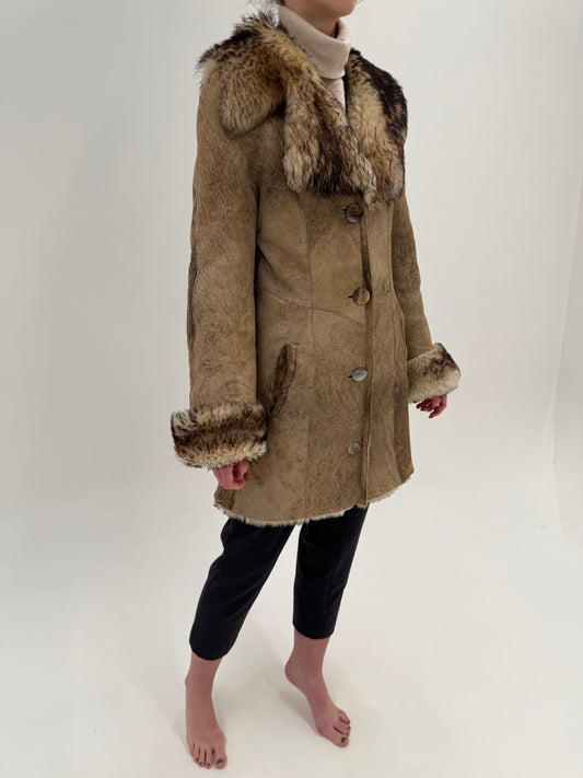 Blană naturală Shearling extrem de călduroasă tall cu efect antichizat