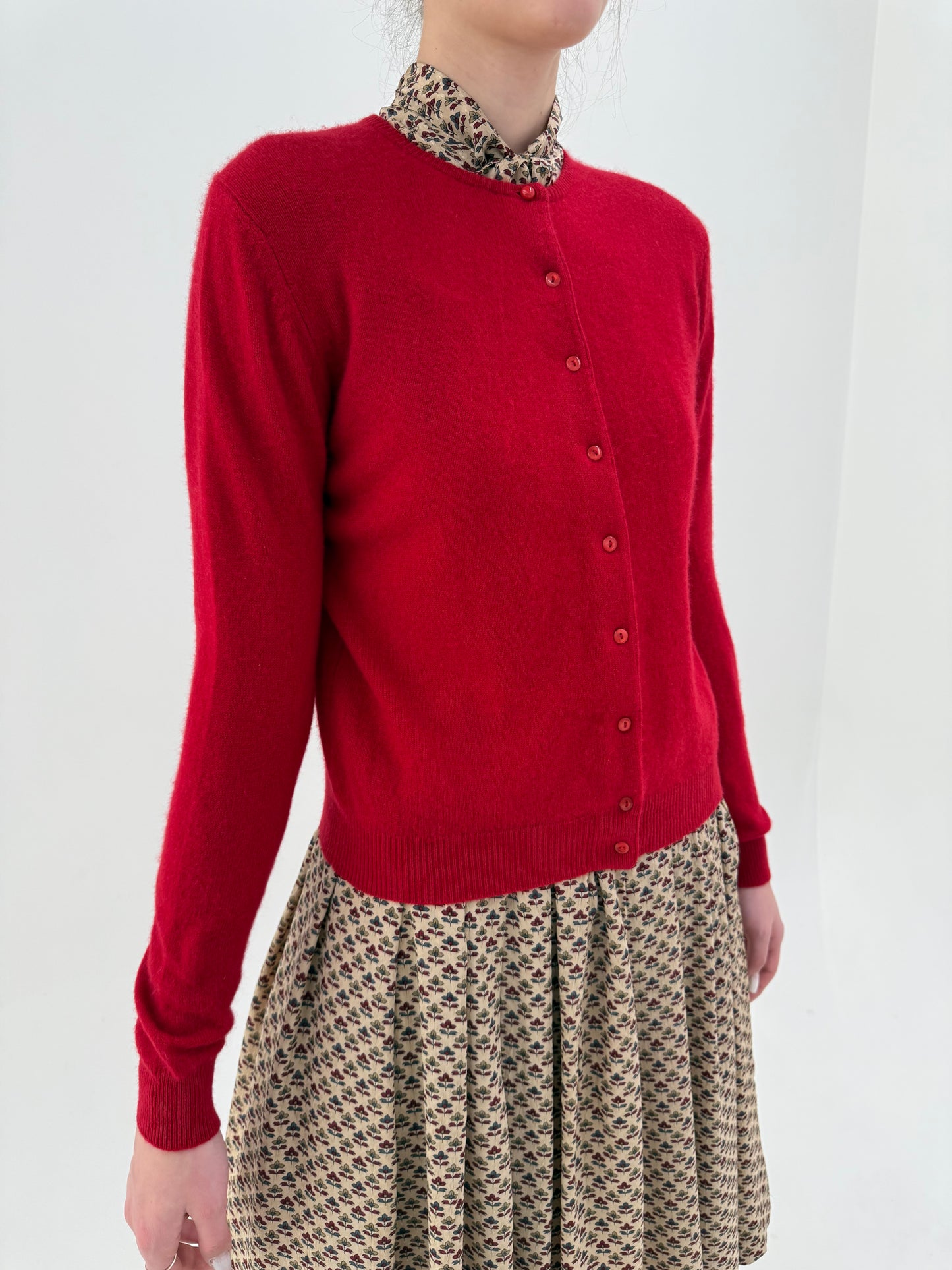 Cardigan din cașmir cherry red