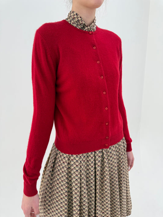 Cardigan din cașmir cherry red