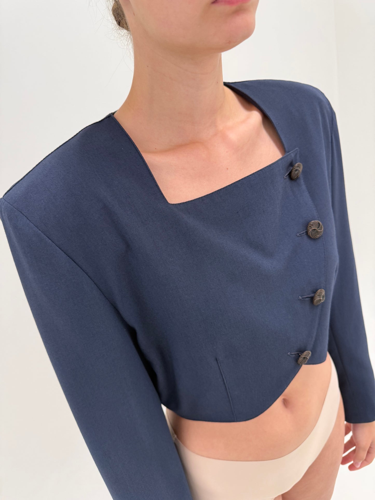 Sacou italian vintage de designer în croi ultra cambrat retro modern