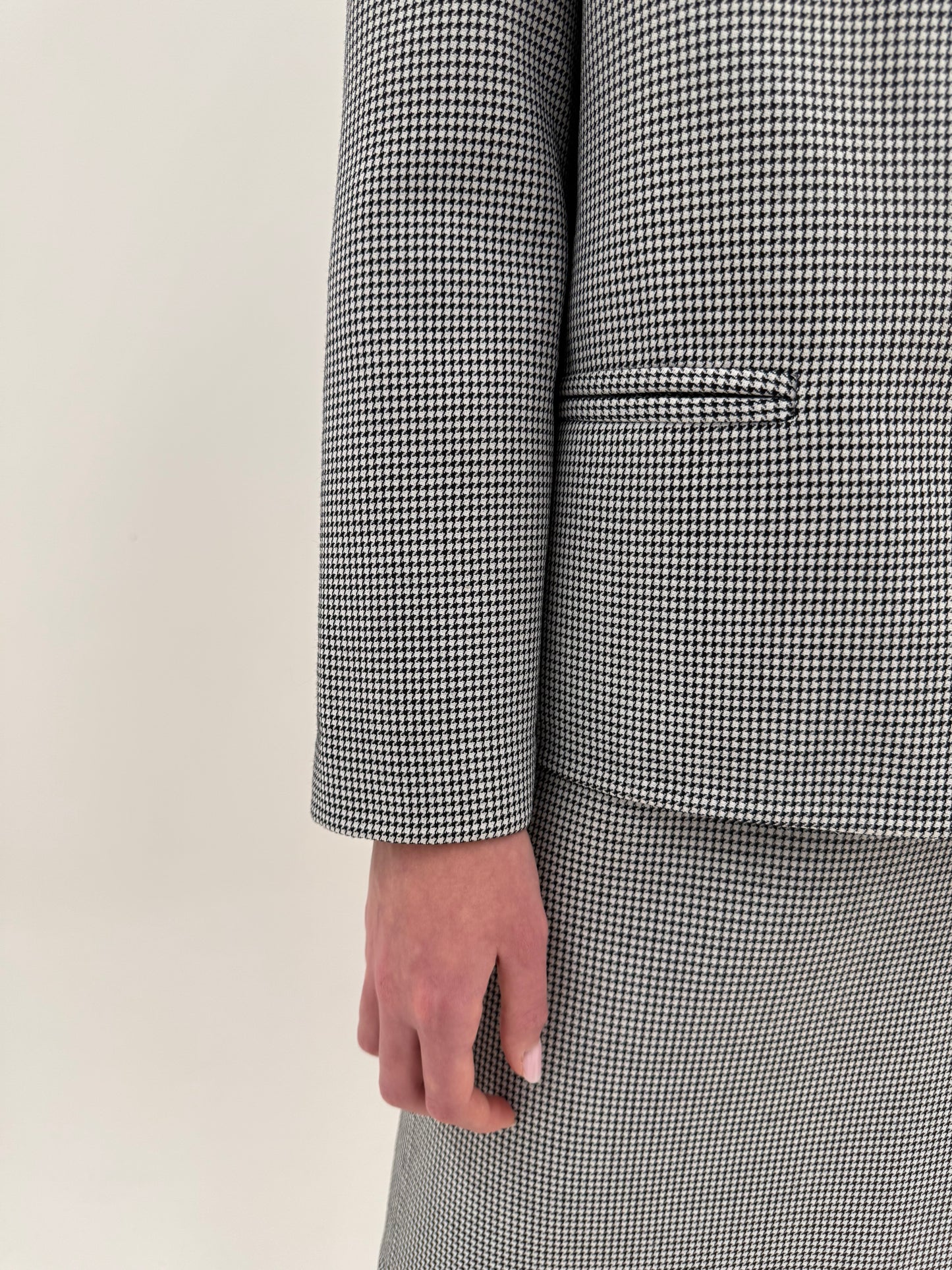 Deux piece old vintage early 80s în croi boxy retro modern houndstooth