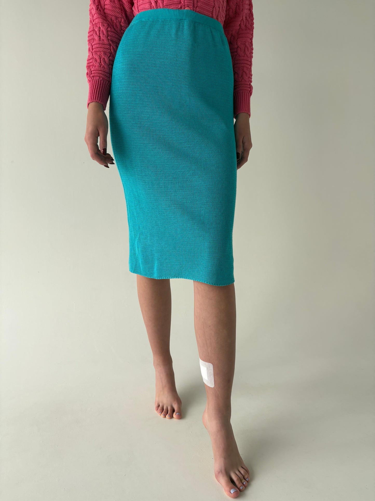 Fustă conică cu talie ultra înaltă din jerse din mix de lana extrafina