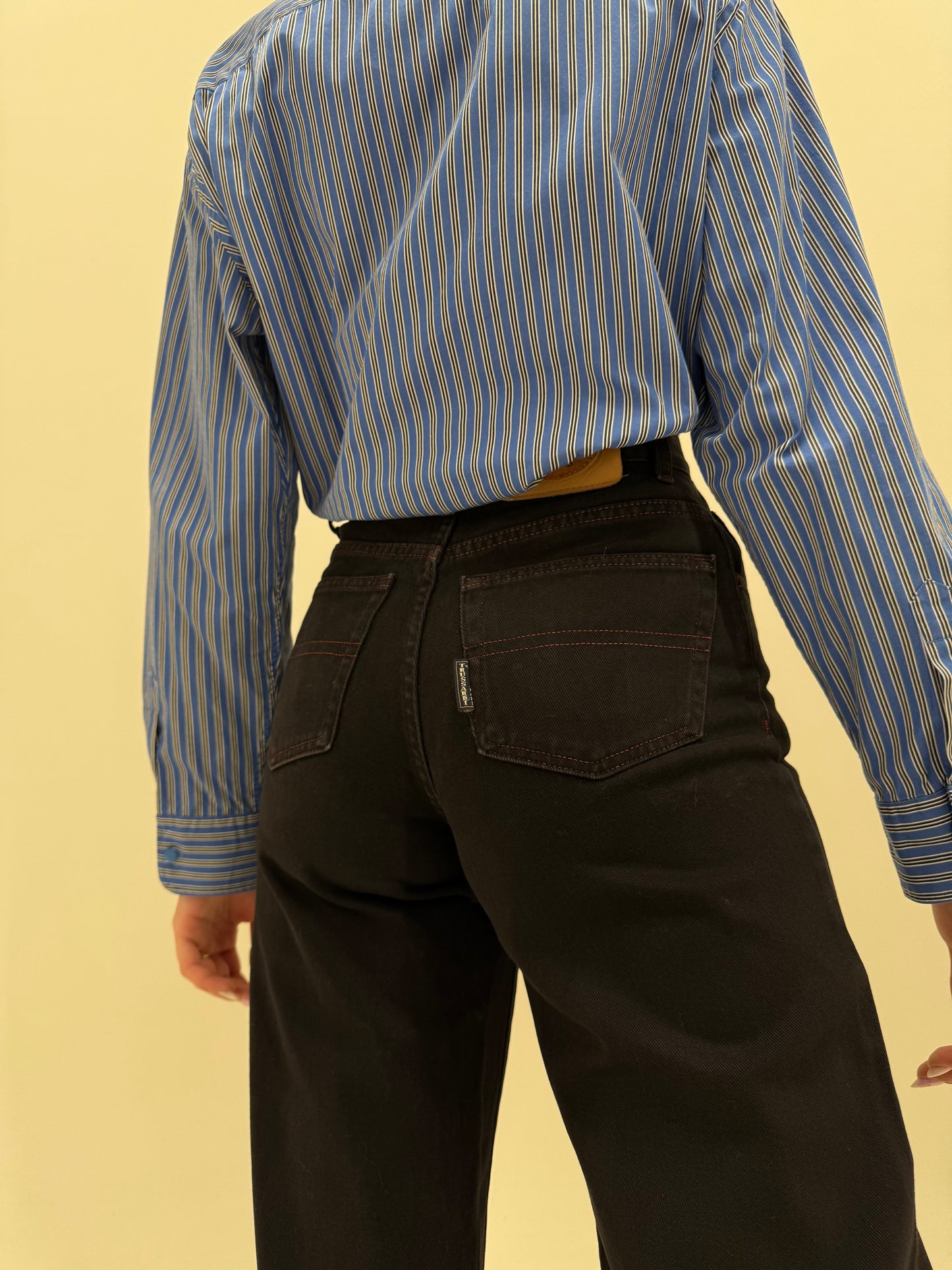 Jeans luxury Trussardi negru tall straight leg