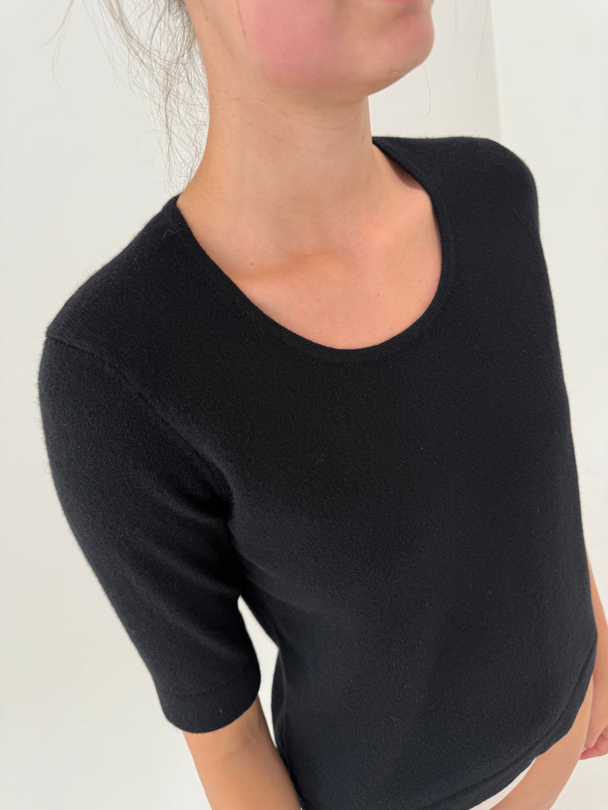 Top negru Ralph Lauren din cașmir crew neck