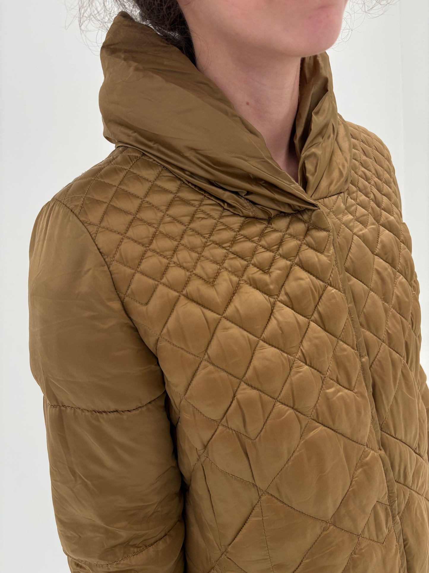 Geacă business lungă camel italiana la matlasata groasă