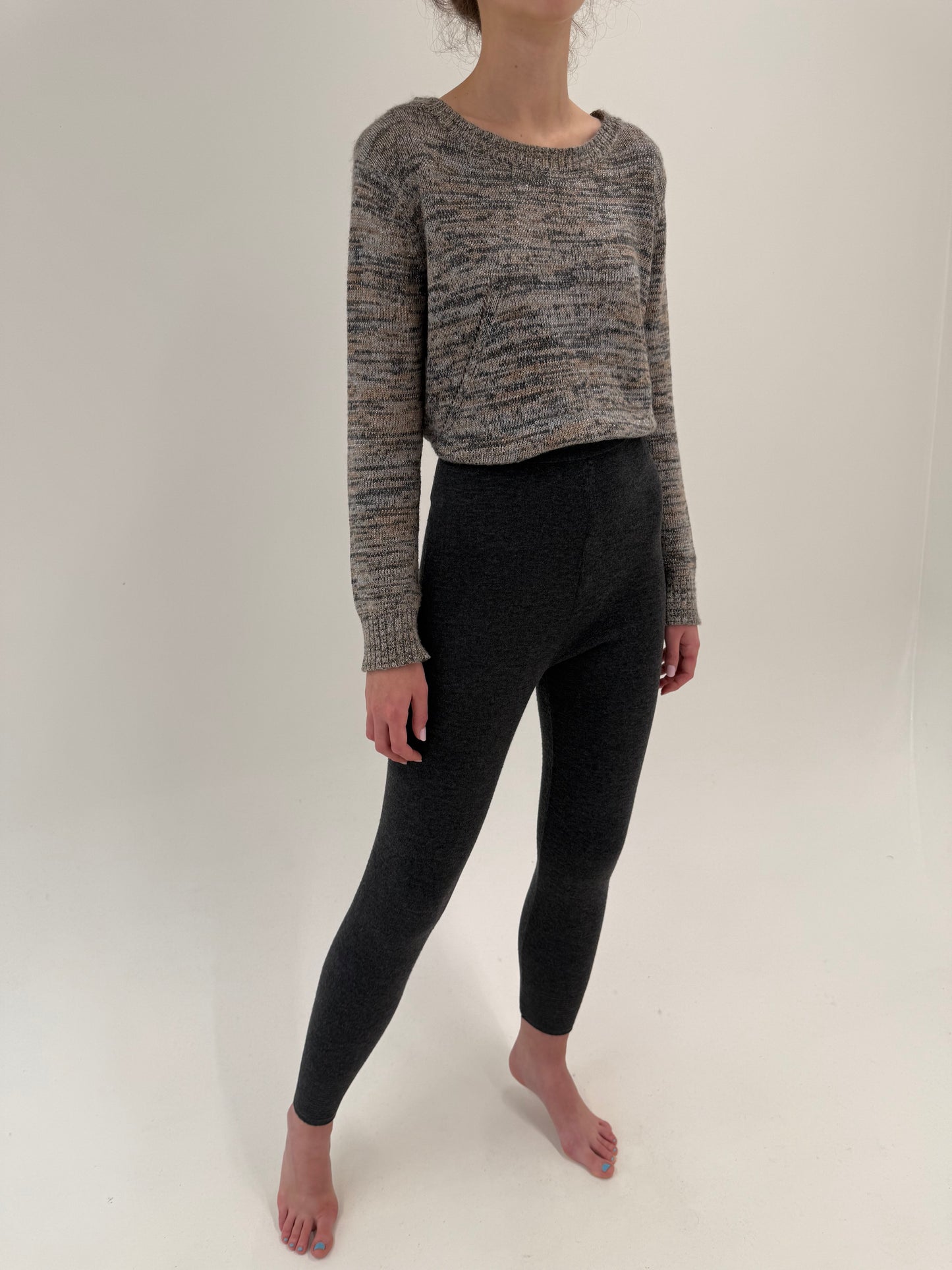 Pantaloni skinny fit cu talie ultra ultra înaltă din lana merino de gramaj mare