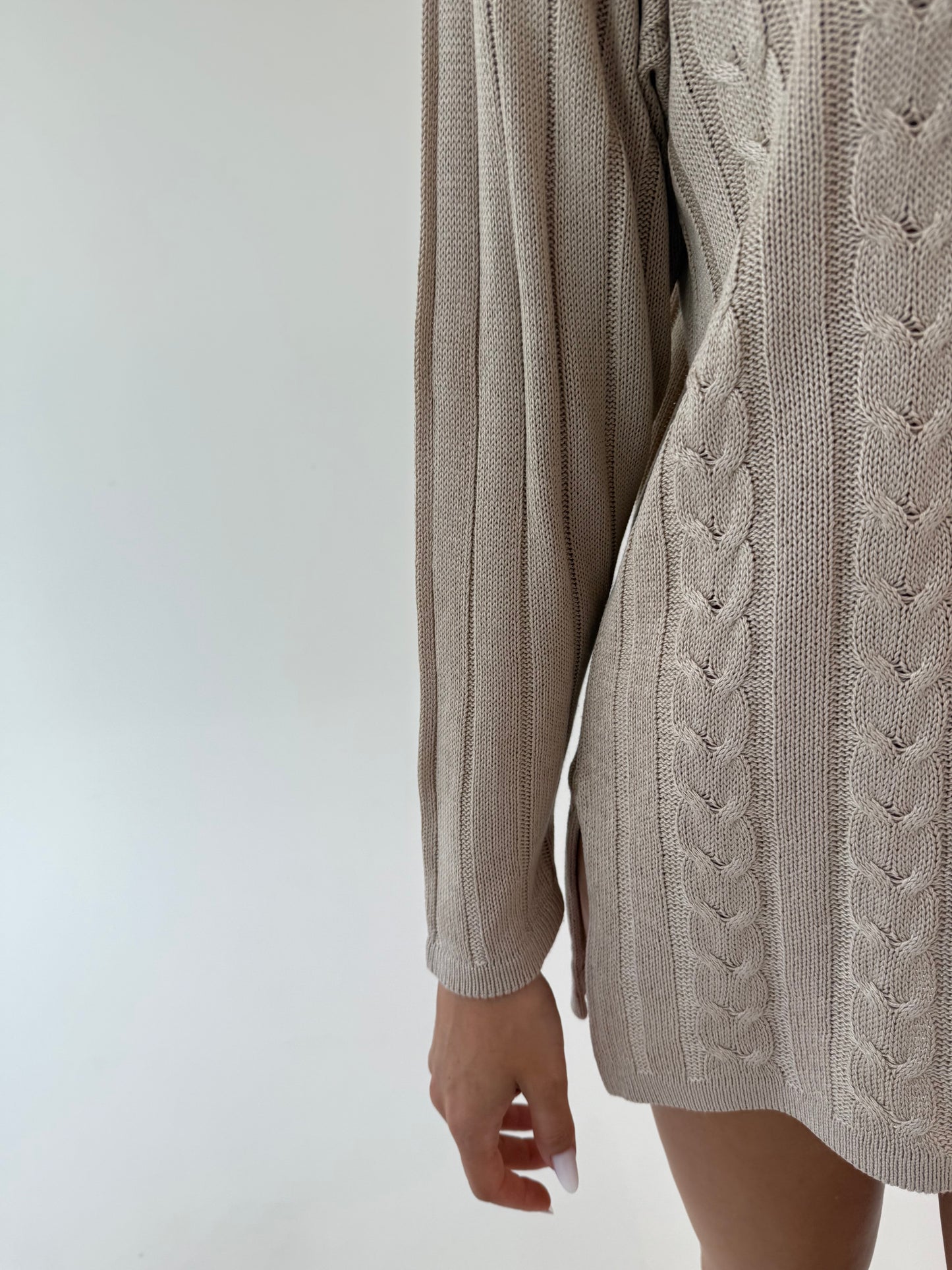 Puloveras light nude ultra premium italian cu torsade