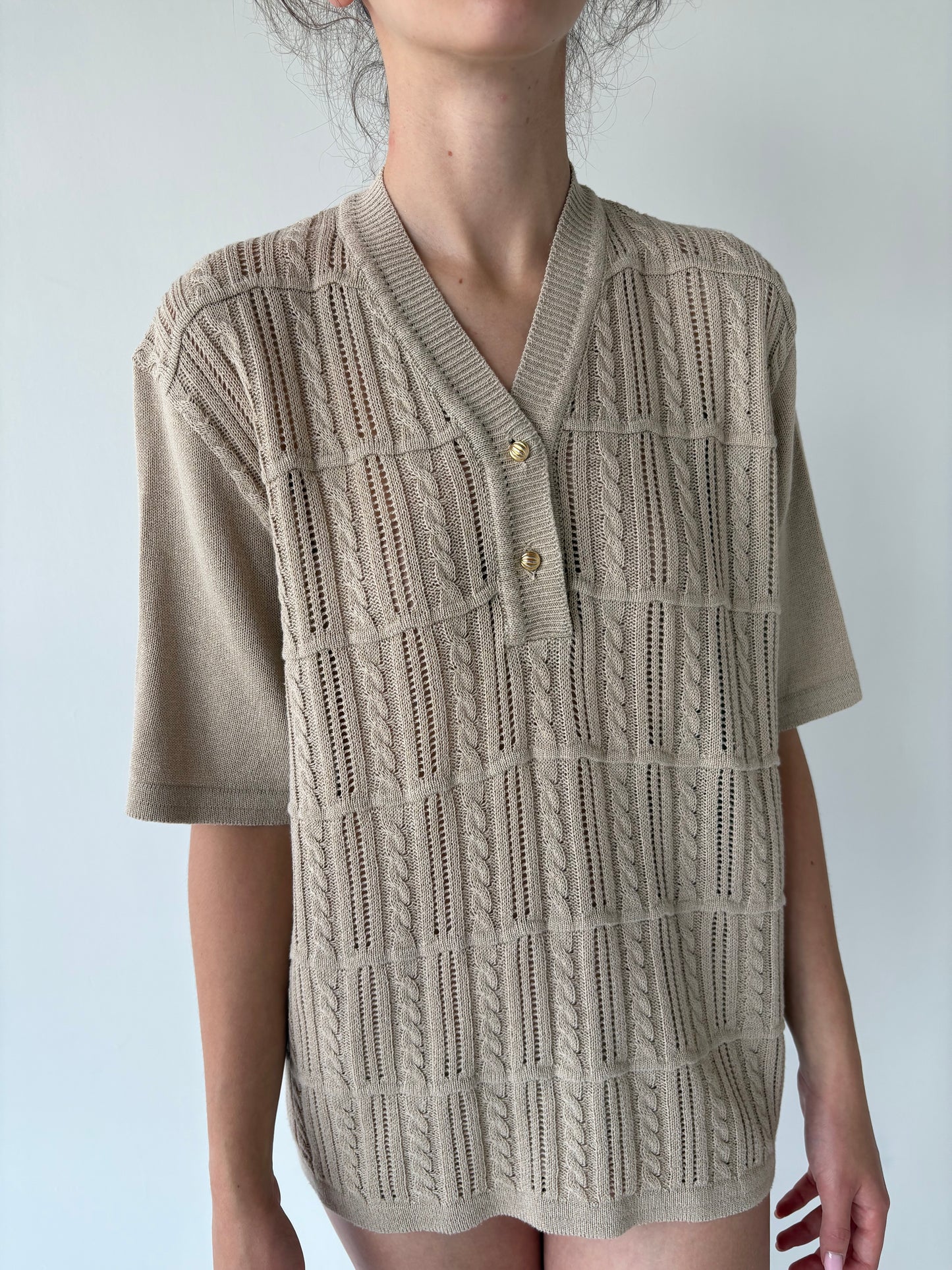 Top vintage premium italian din jerse excepțional light nude