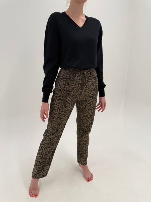 Pantaloni Fendi animal print tall cu talie înaltă