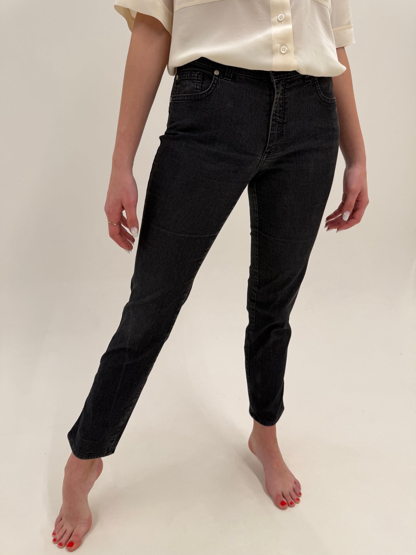 Jeans modelatori luxury Trussardi in croi și wash clasic