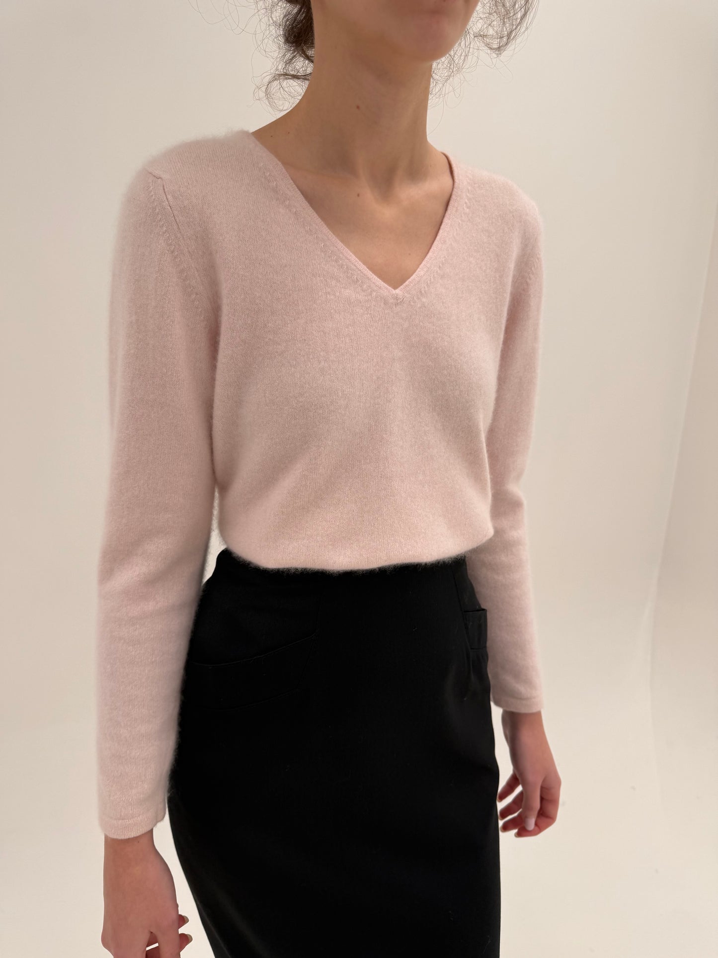 Pulover roz pudrat din cașmir plin multiply