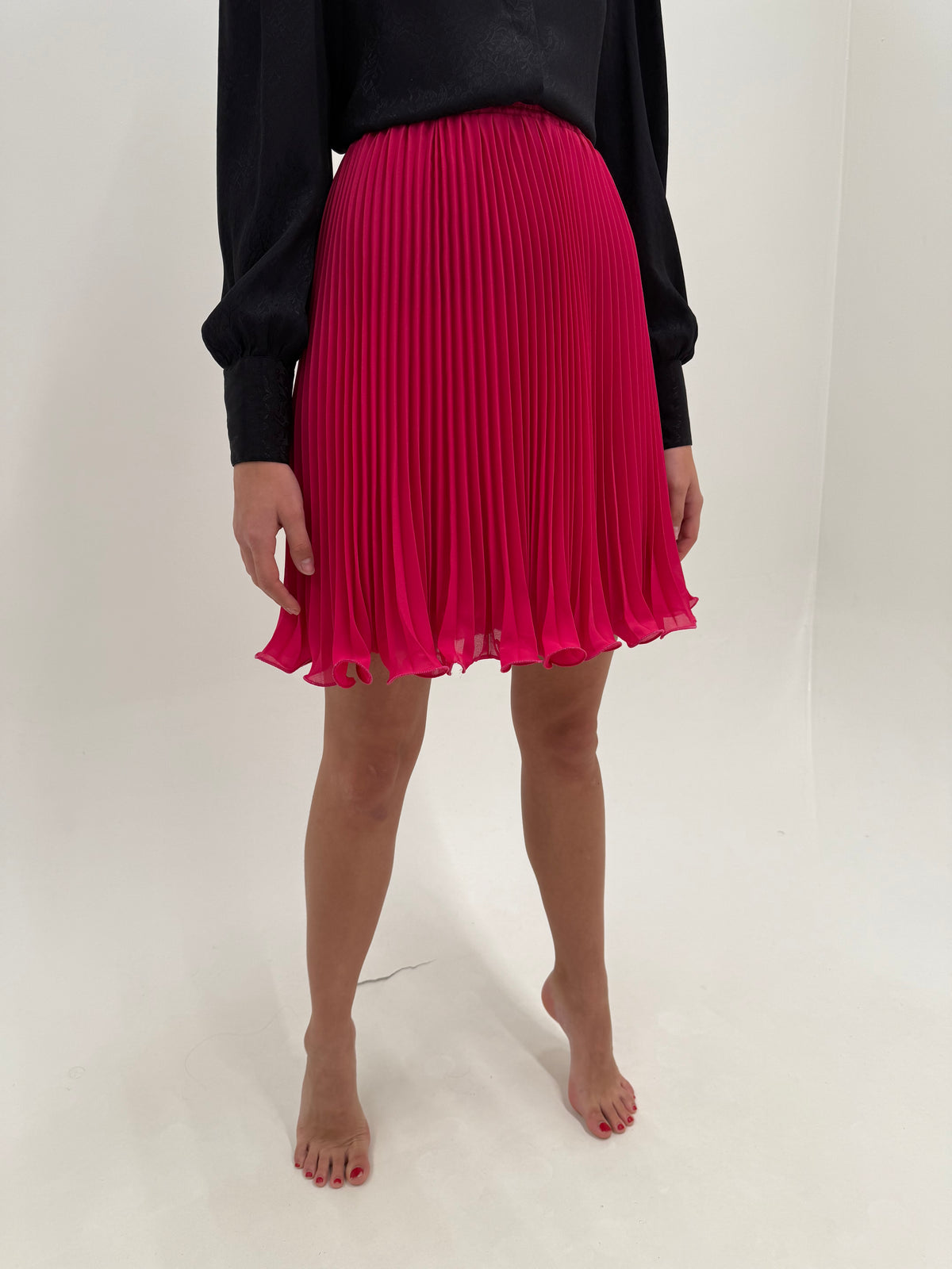 Fustă Luisa Spagnoli electric pink plisată ultra amplă cu talie înaltă elastică