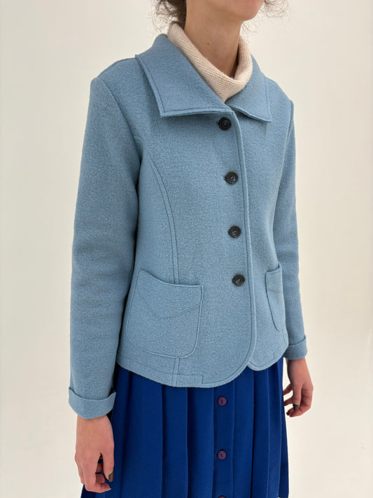 Sacou Italian high end baby blue petite din boiled wool extra confort