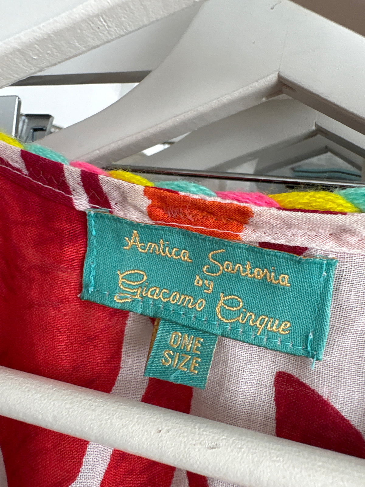 Rochie italiană boho din panzica de bumbac cu aplicații manuale Antica Sartoria