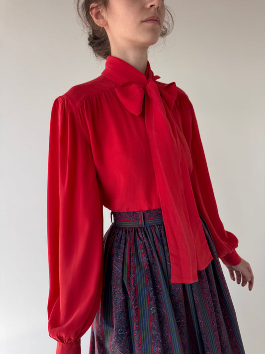 Cămașa Giorgio Armani vintage din mătase naturală cherry red