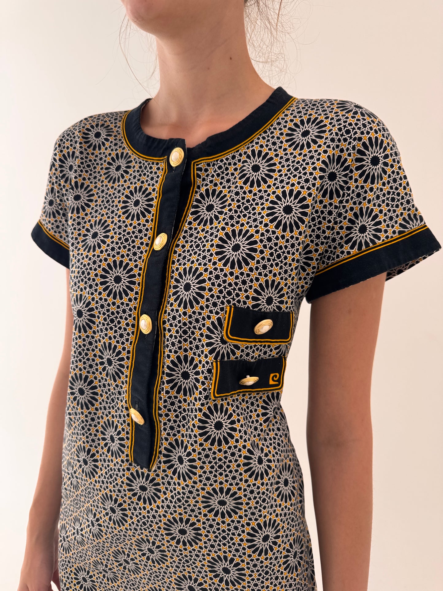 Rochie vintage luxury Pierre Cardin din bumbac excepțional în croi atemporal