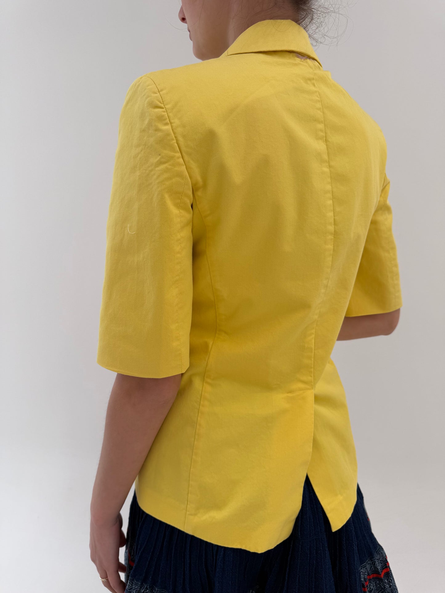 Sacou de vară Max Mara butter yellow din bumbac cu închidere tip smoking