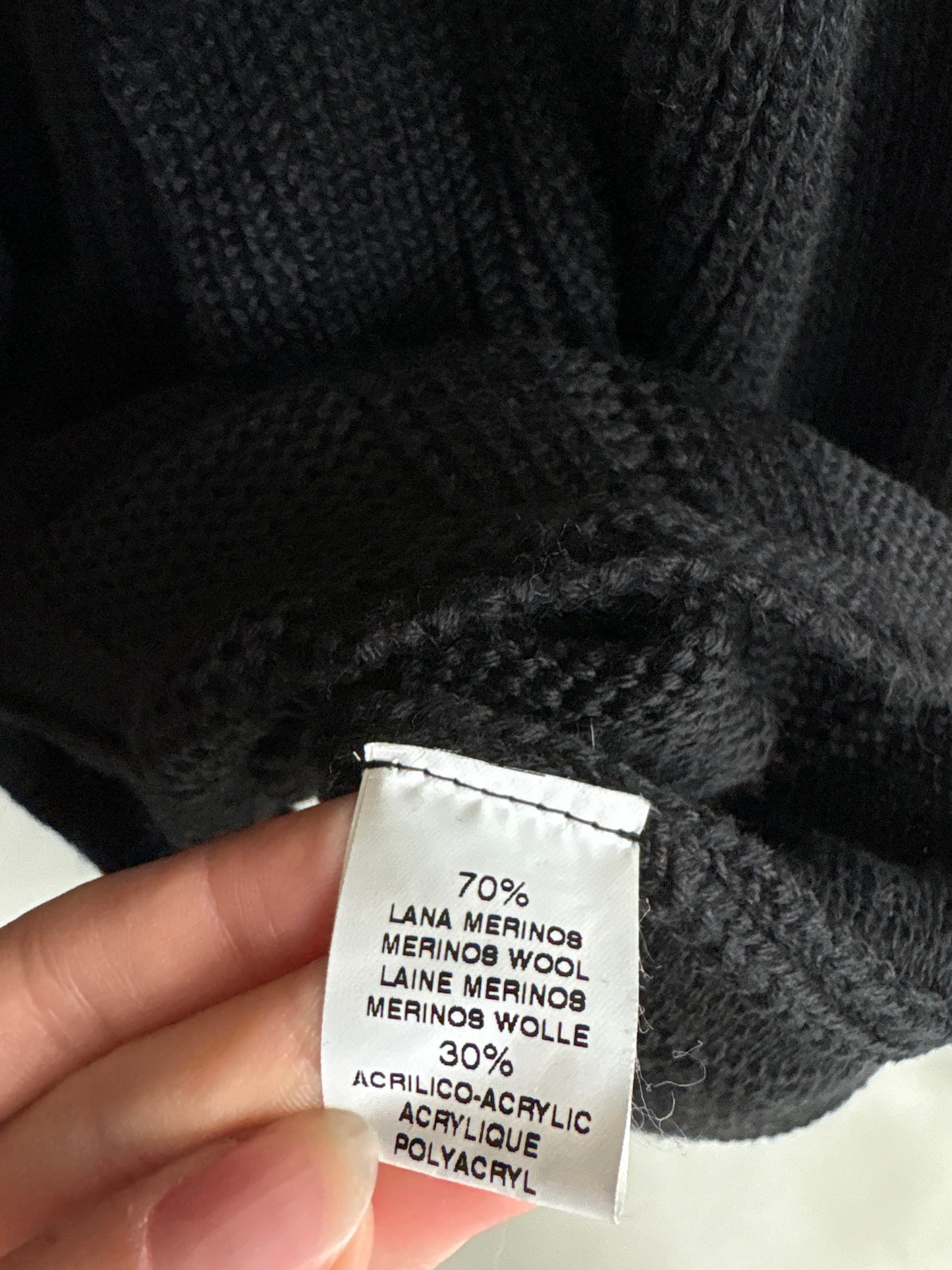 Cardigan in croi de sacou negru gros italian 70% lana merino extrafina