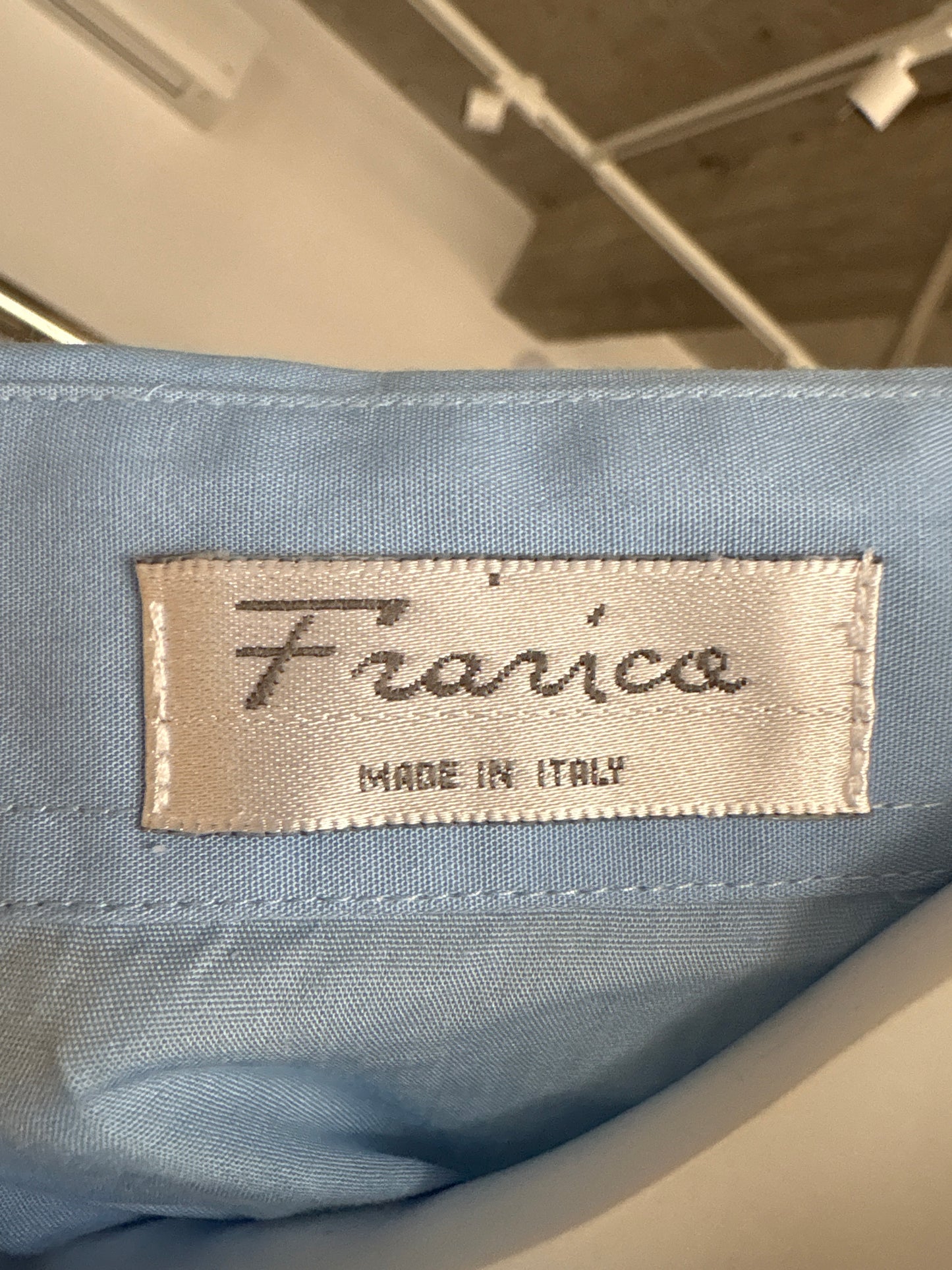 Cămașa premium italiană baby blue cu guler Peter Pan din poplin de bumbac