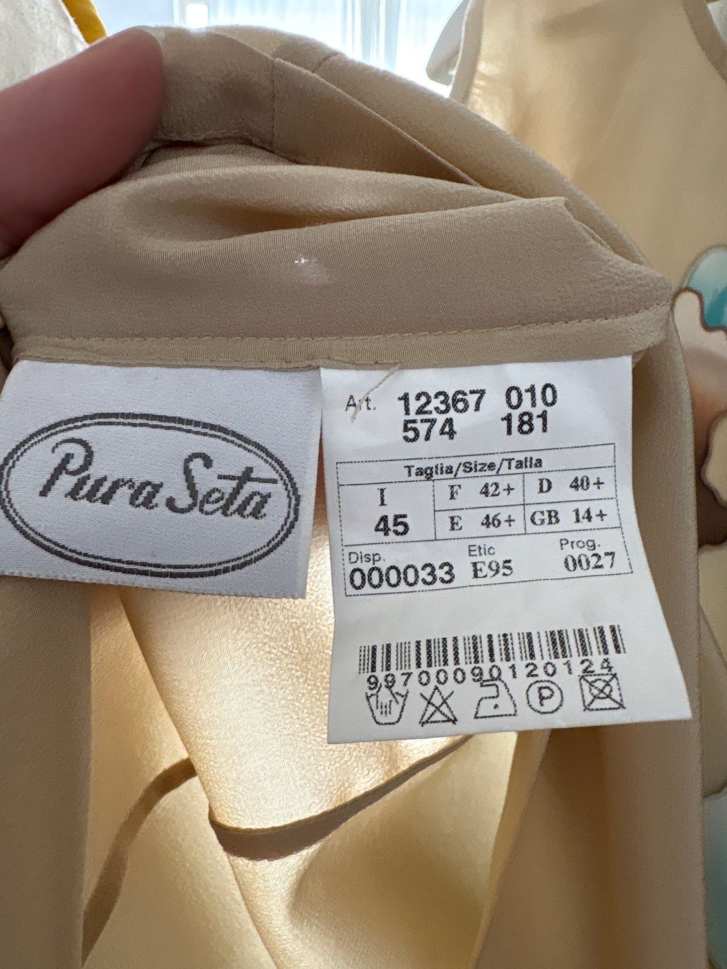 Top camel din mătase naturală cu print superb