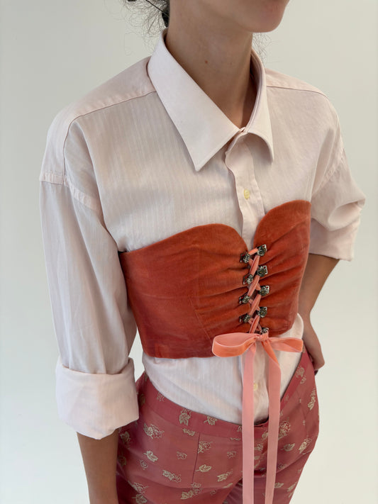 Corset vintage din catifea ușor reglabil