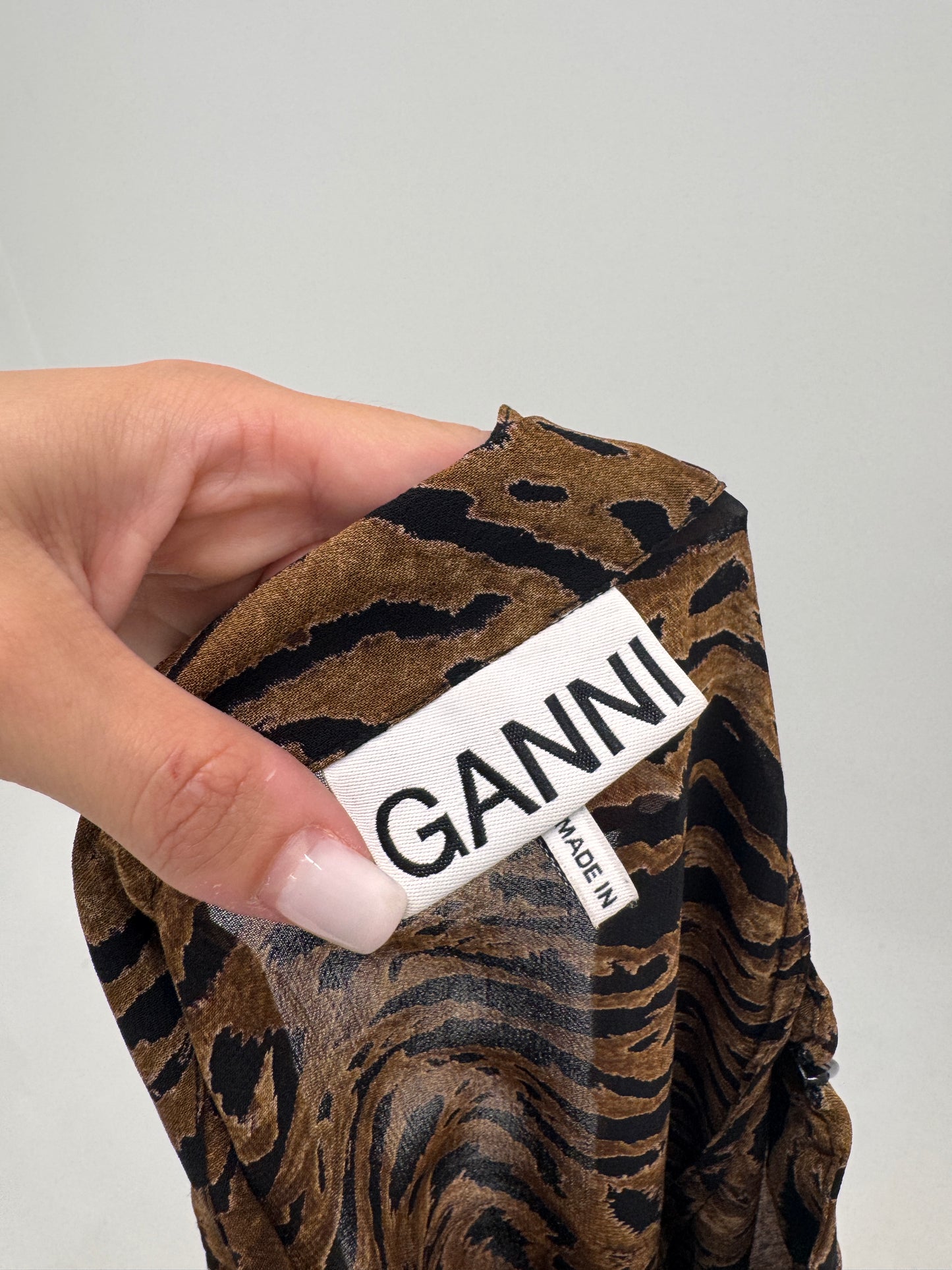 Fustă maxi Ganni Animal print cu talie ultra marcată înaltă în bie