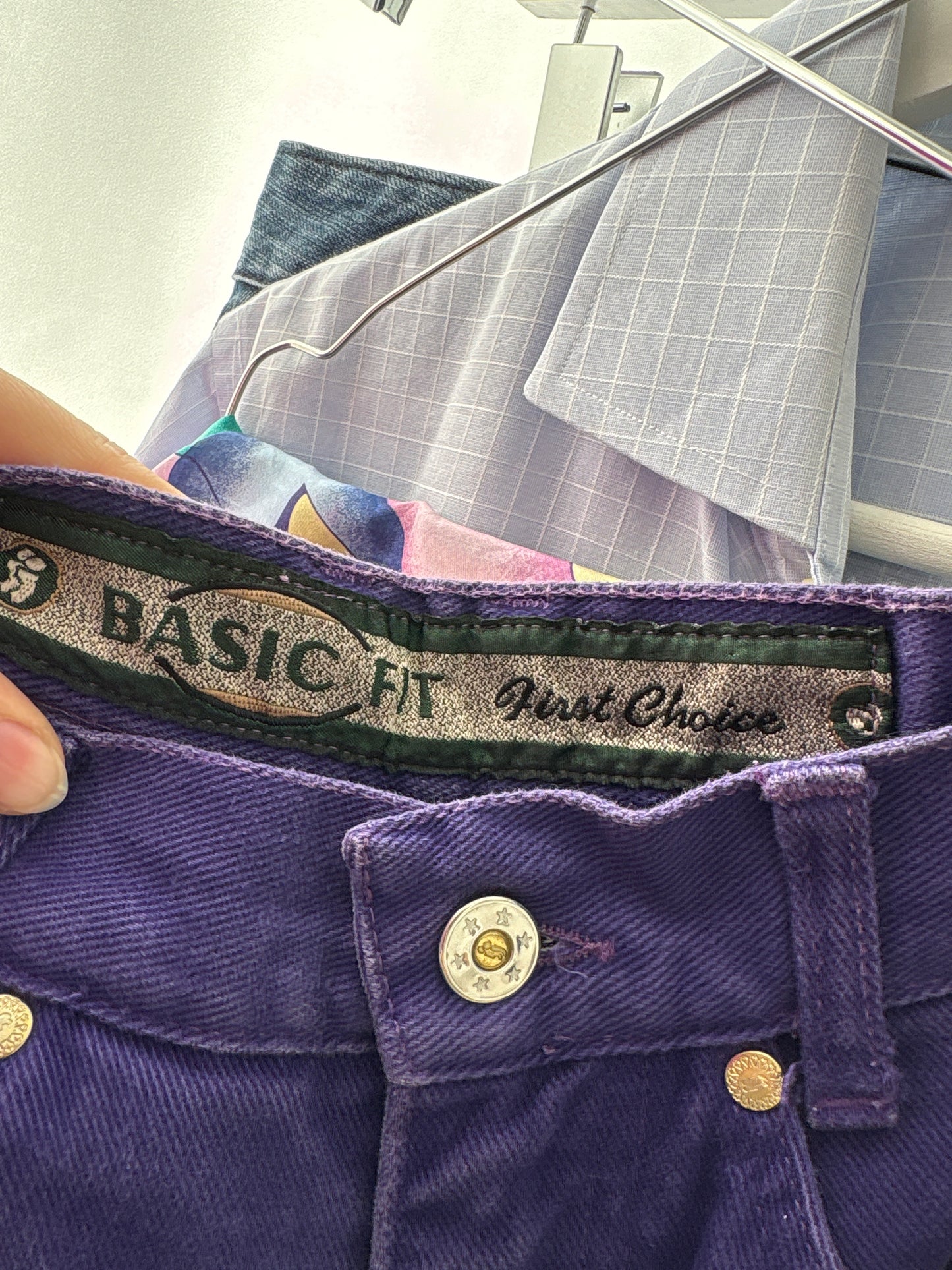 Jeans vintage premium tall mom fit purple cu talie ultra înaltă