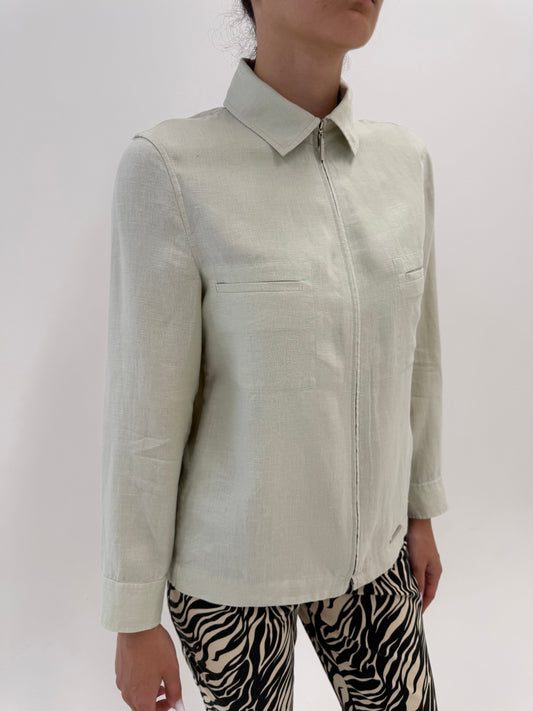 Jacheta Valentino petite din in excepțional în croi minimalist light Sage green