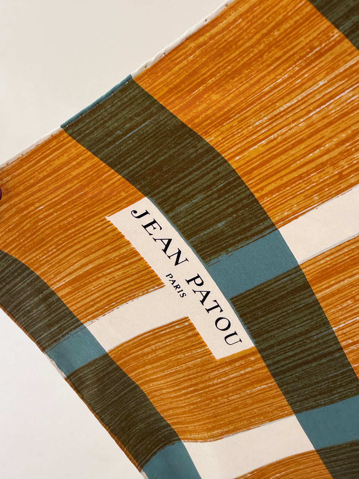 Eșarfă XXXL couture Jean Patou din mătase naturală old vintage anii 70