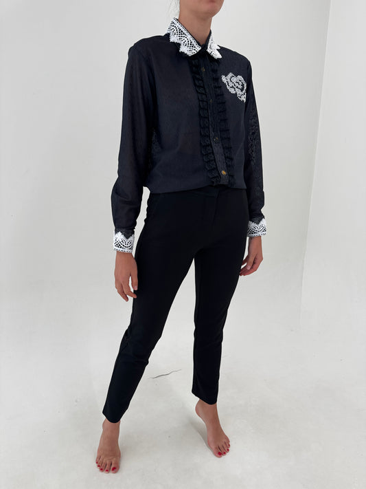 Pantaloni Max Mara negri din bumbac plin ultra confort modelator