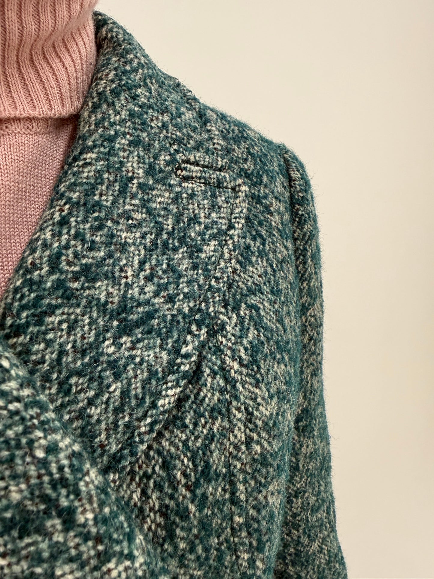 Sacou gros din tweed de brand premium italian Camel și forest green