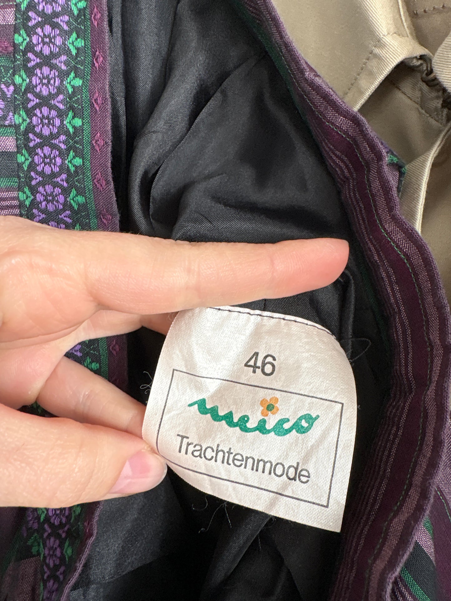 Fustă vintage în dungi și nuanțe dusty de mov din pânză de bumbac