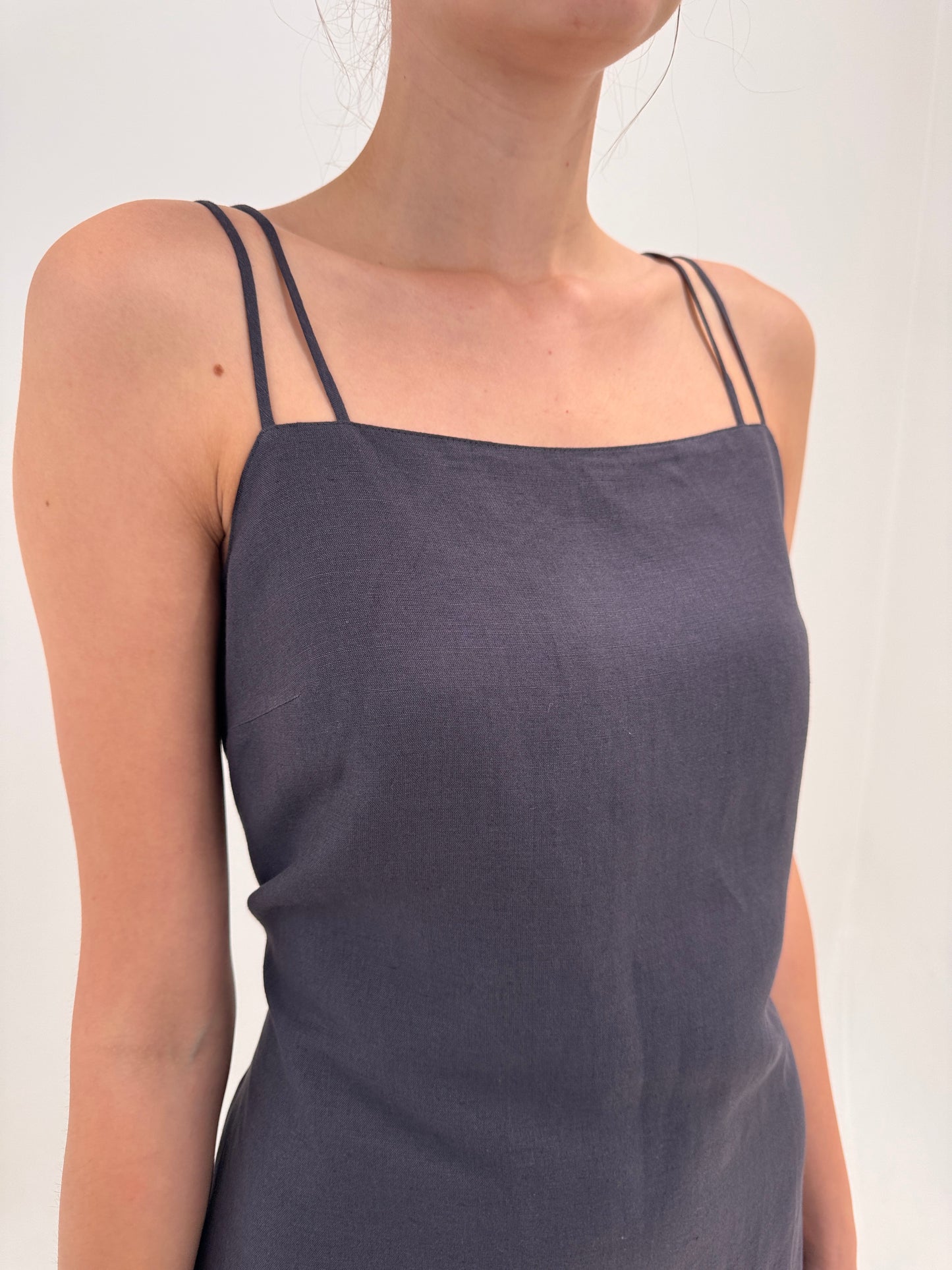 Rochie Marella by Max Mara petrol gray în croi minimalist din pânză