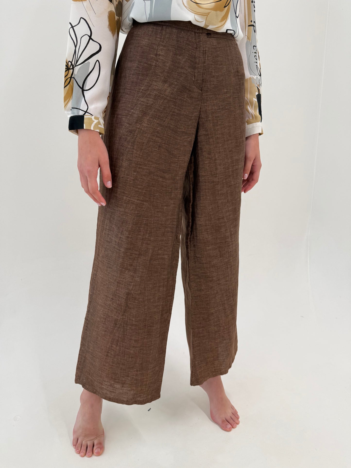 Pantaloni de brand luxury vintage Biba din in caramel brown
