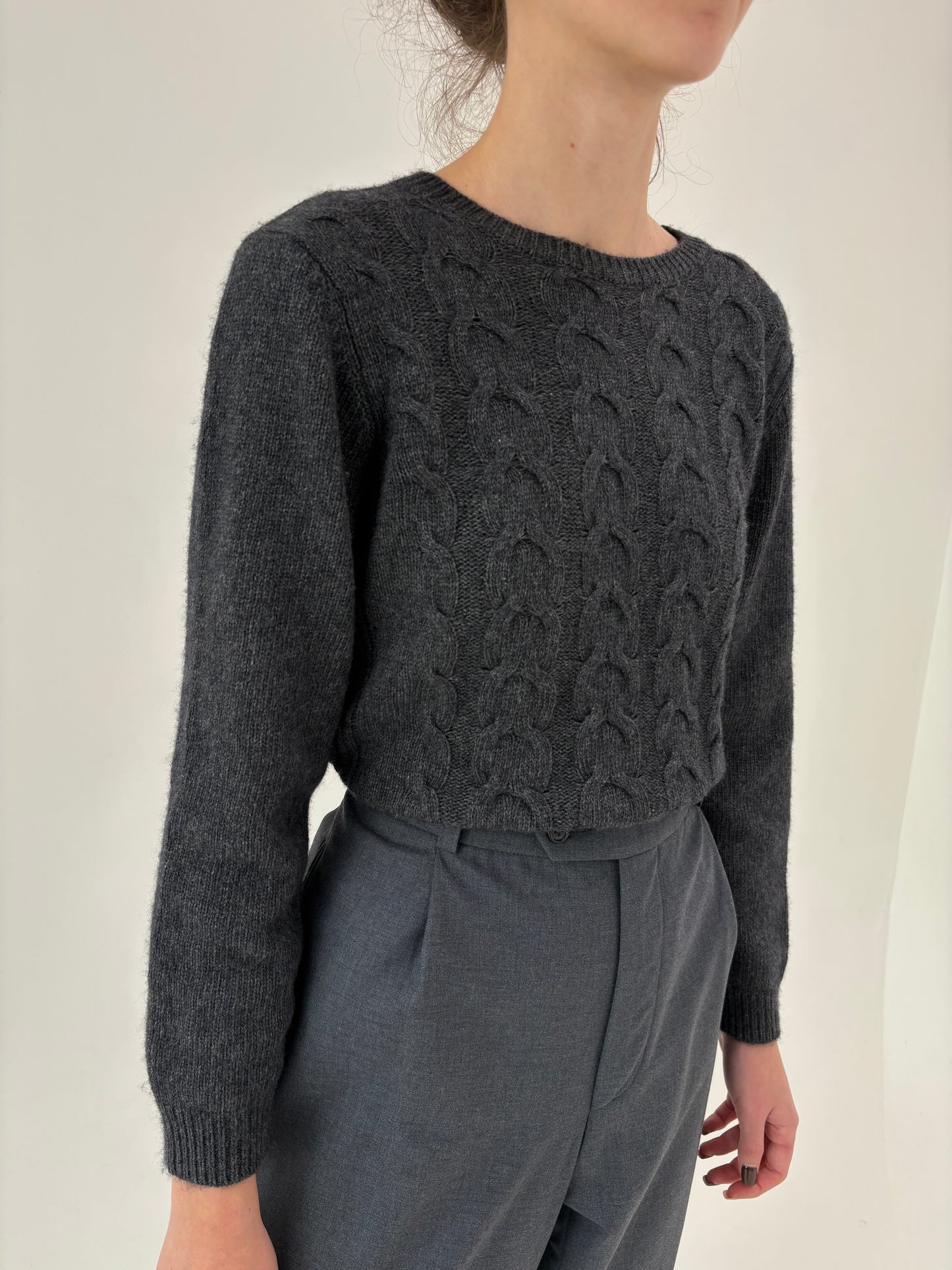 Pulover high end texturat de gramaj mare din lana merino extrafina