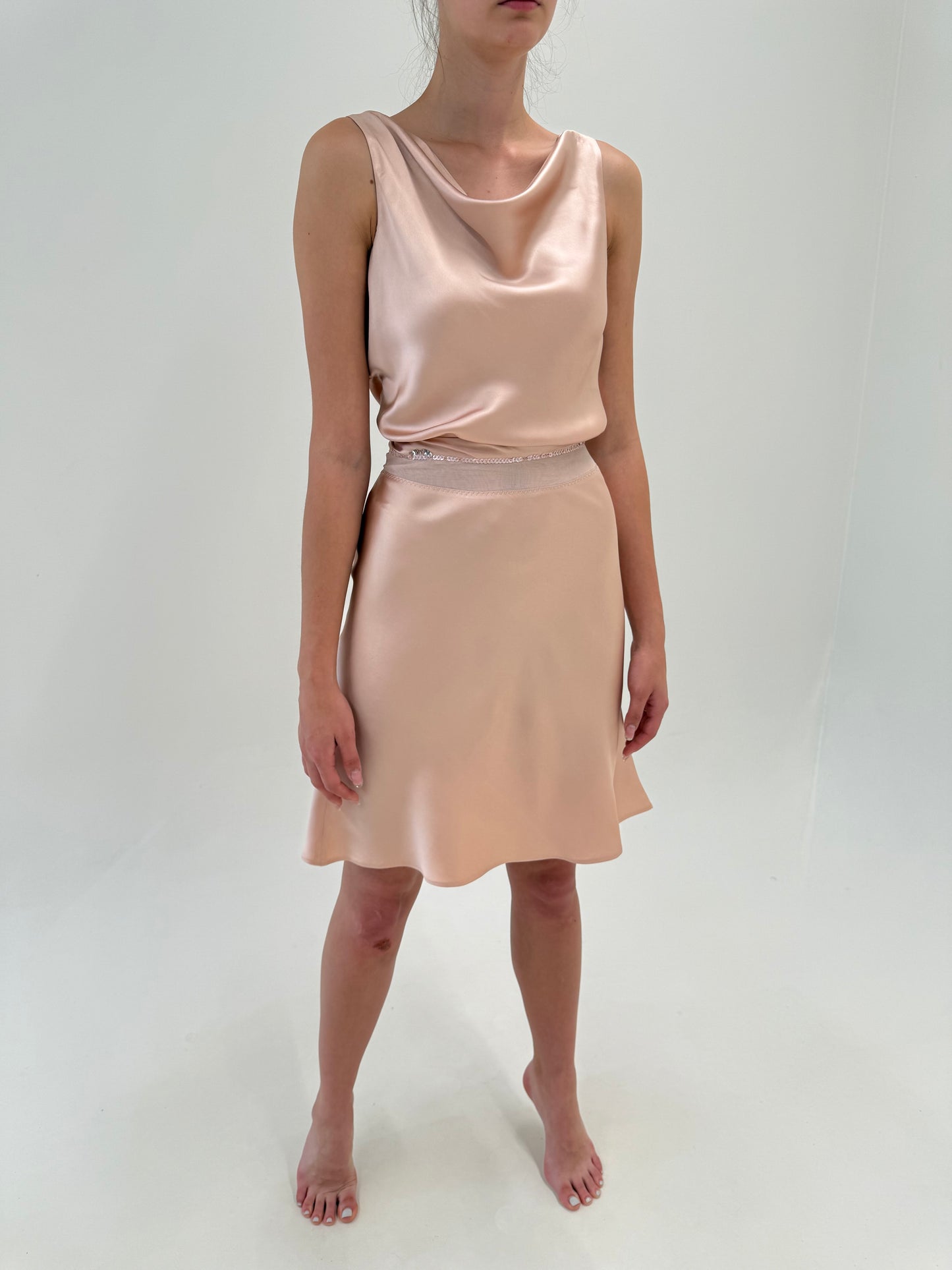 Set dusty Pink italian din mătase naturală plină satinata în bie