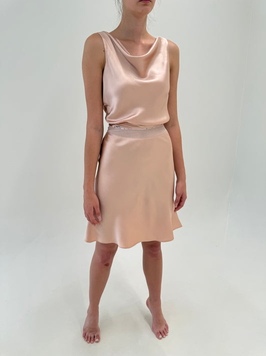 Set dusty Pink italian din mătase naturală plină satinata în bie