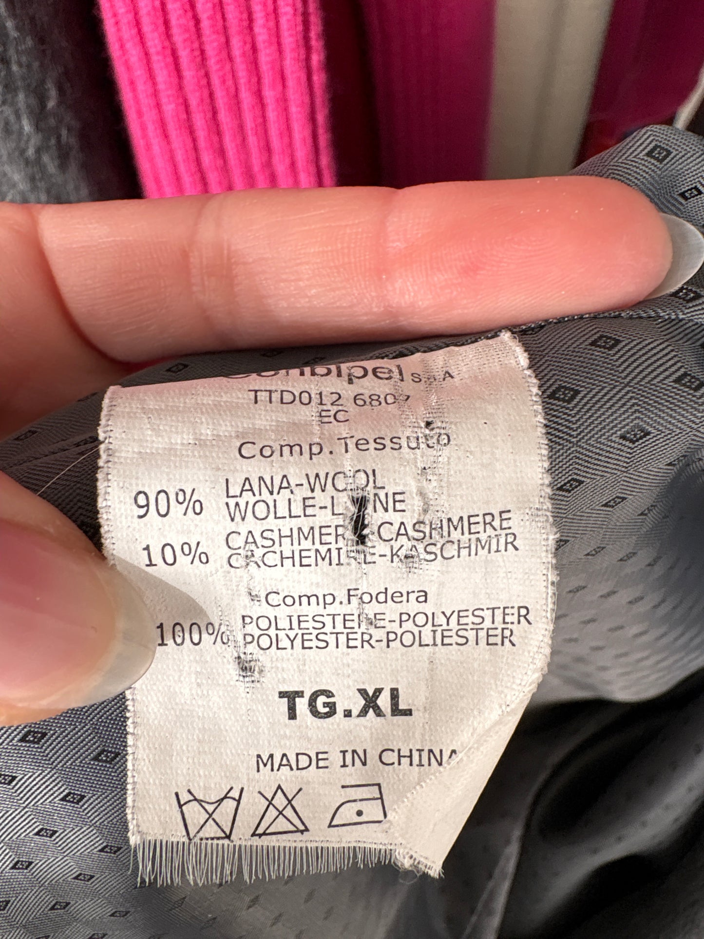 Palton stone gray din lana extrafina cu cașmir structurată în croi lung clasic