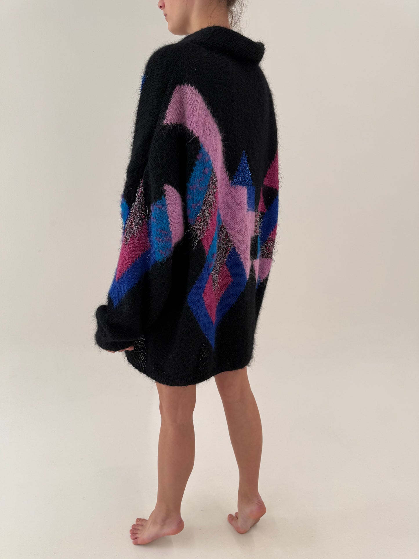 Jacheta vintage din tricot de lana în croi oversized