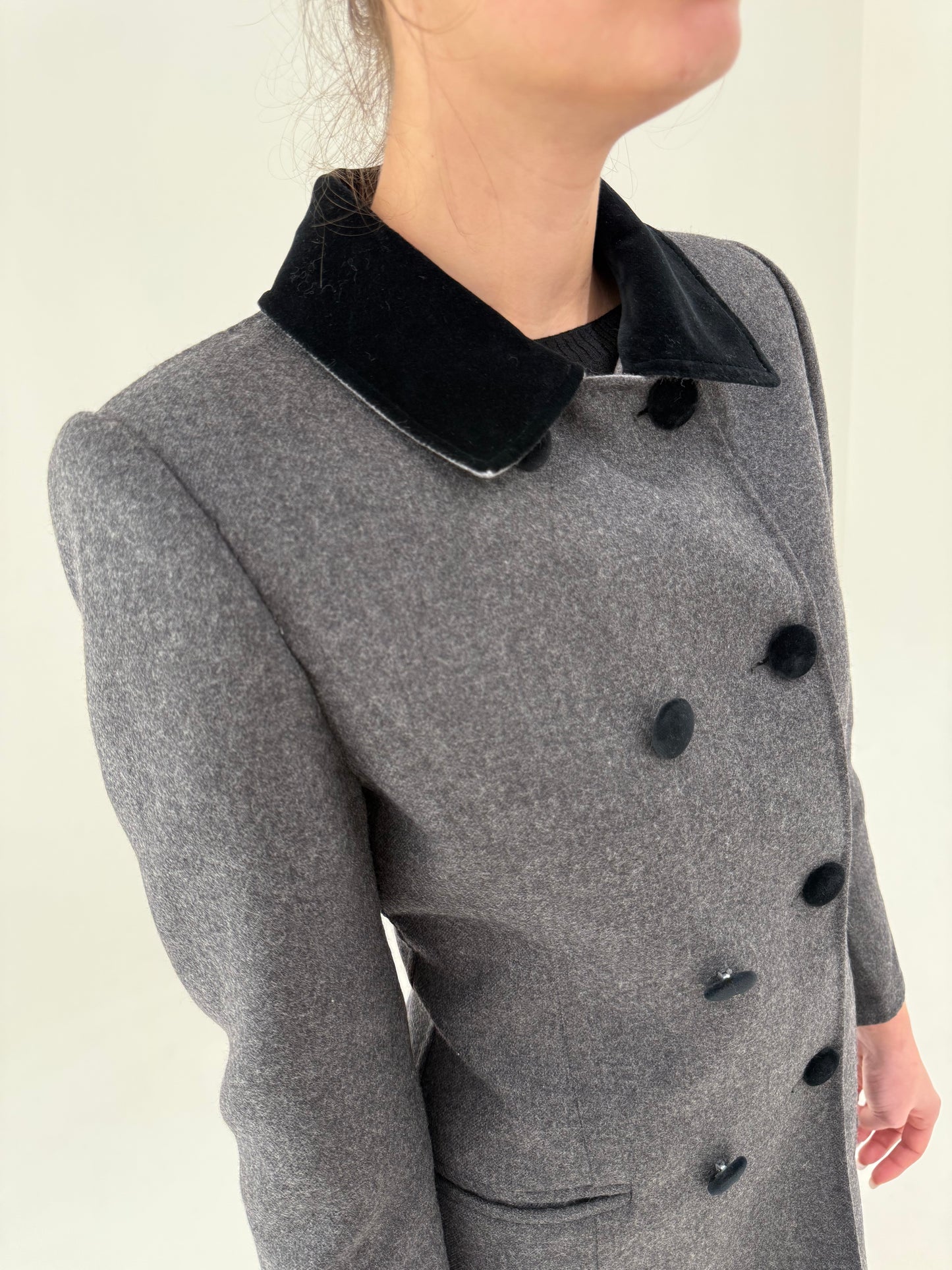 Costum vintage high end italian din lan excepțională în croi chic