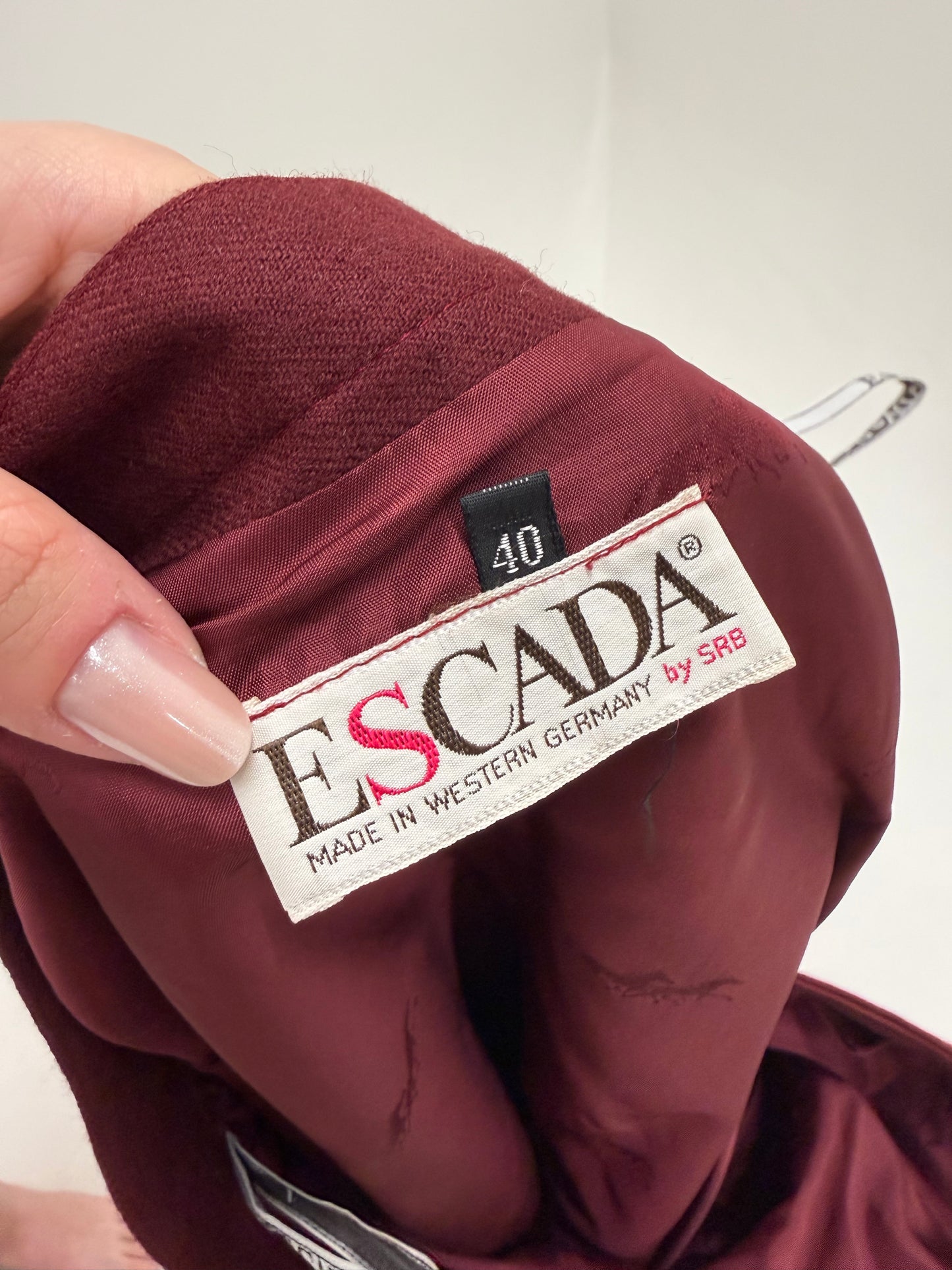 Fustă Escada burgundy din ăla extrafina certificată cu talie ultra înaltă