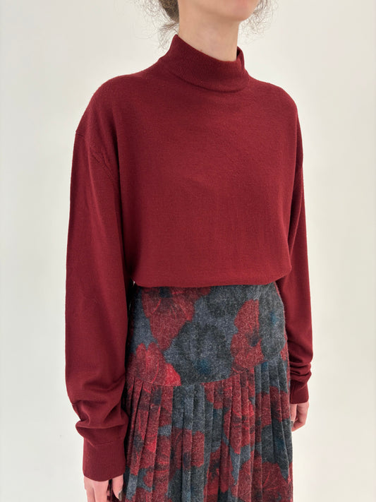 Maleta chimney burgundy din lana extrafina de gramaj mare