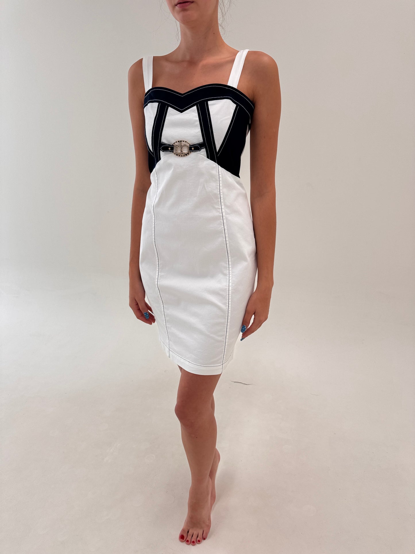 Rochie Rocco Barocco bodycon din canvas de bumbac modelator cu influențe nautice