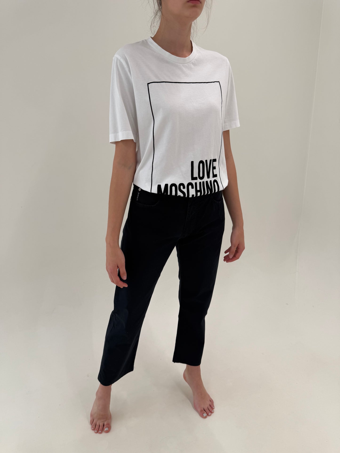Pantaloni Armani de vară negri din bumbac modelatir straight leg ultra confort
