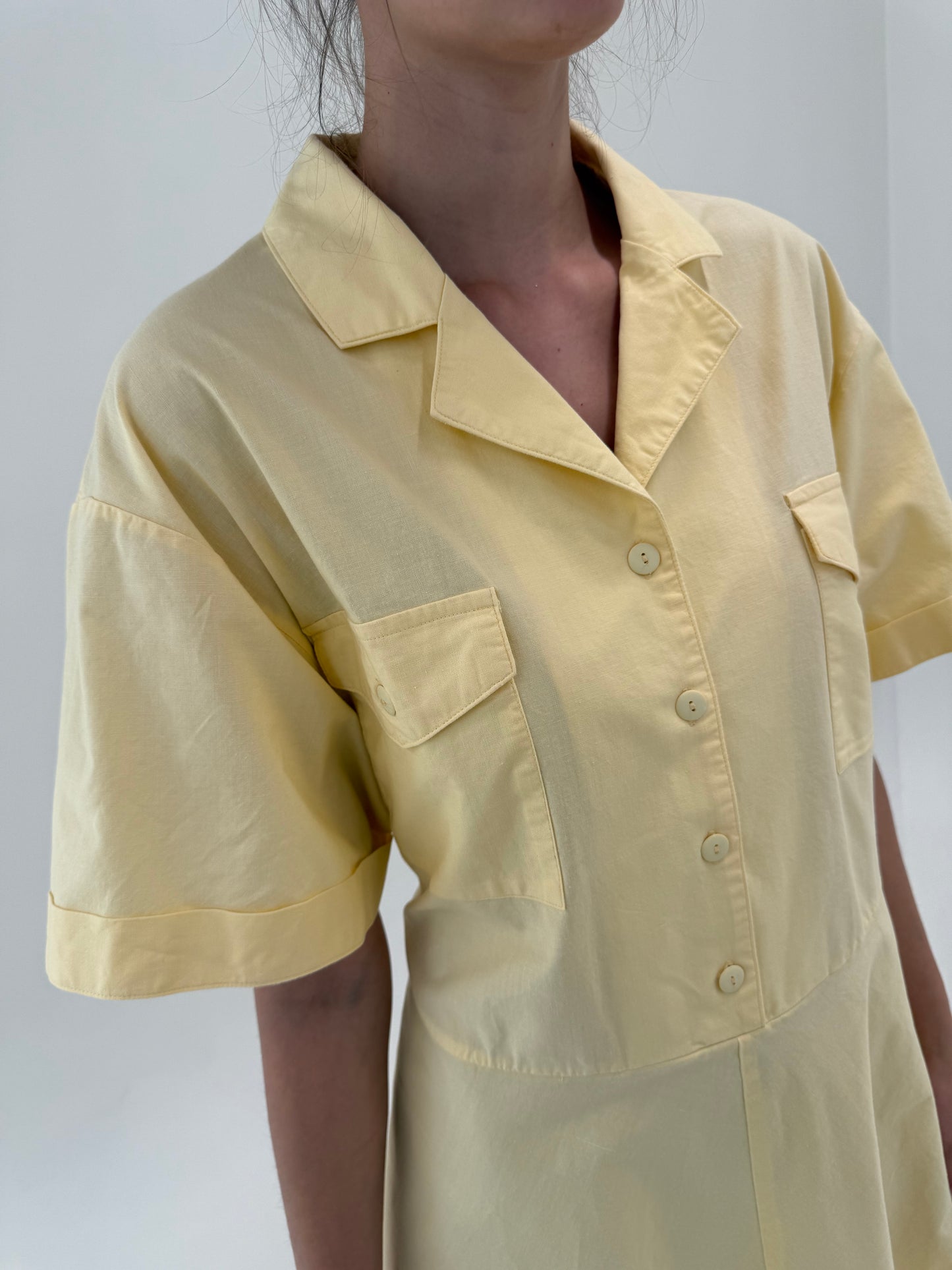 Rochie vintage spre maxi din pânză moale de bumbac cu talie ultra înaltă